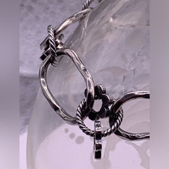Silpada Vintage Sterling Oxidized Modernist Flower Link Bracelet - Picture 8 of 13